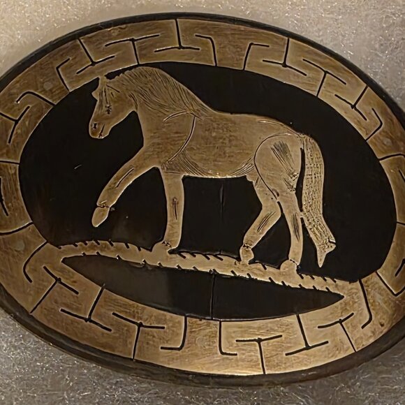 Vintage Metal Belt Buckle Nice Brass Horse Design Nice Western Design